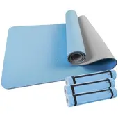 Newgen medicals 4er-Set doppelseitige TPE-Yoga- & Gymnastikmatten, Tragegurt, 183x61cm