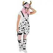 Buttinette Kuh-Latzhose für Damen, weiß/schwarz