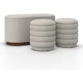 Bessagi Home Sitzbank Nina mit Stauraum inkl. 2 Hocker Bouclé Weiß