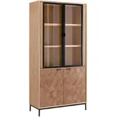 Bessagi Home Vitrine Milano Esche furniert Schwarz ca. 90x186 cm