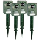 Exbuster 4er-Set Ultraschall-Solar-USB-Tierschreck mit Blitzlicht & PIR-Sensor