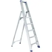 Asc Eurostairs Stufenstehleiter einseitig eloxiert mit Plattform 5 Stufen