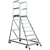 Iller-Leiter Iller Podestleiter Fahrbar mit Gefederten Lenkrollen Aluminium 7 Stufen
