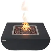 Elementi Feuertisch Aurora Feuerstelle aus Beton - Komplett-Set, wetterbeständig, Schwarz 87x87x36cm