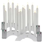 Lunartec 16 Akku-LED-Stabkerzen mit Dochten, Bogen-Ladestation, Timer, w