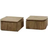 Feeling4Home Nachttisch-Set Vagula aus Mangoholz, modern und schwebend, Natur, mit Schublade, Wellen-Design