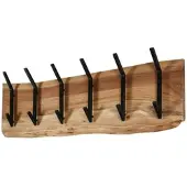 Feeling4Home Garderobe aus massivem Akazienholz, modern mit Baumkante, 6 Haken, Natur, Wandmontage
