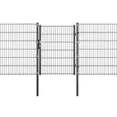 Voss.garden Gartentor + Klemmen, 100x123cm, anthrazit, Gartenpforte für Doppelstabmattenzaun