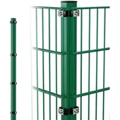 Voss.garden Doppelstabmattenzaun Eck-Zaunpfosten + Klemmen, 200cm, grün, zum Einbetonieren