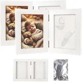 Your Design 2er-Set Gipsabdruck-Sets, 2-tlg. Holzrahmen für Baby-Hand-& Fußabdruck