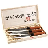 TokioKitchenWare 3-teiliges Messerset, handgefertigt, mit Echtholzgriff