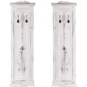 BERLINLODGE 2er-Set Garderobe | HxBxT 109x28x5,5cm | Wandhaken Holz | Weiß shabby | Wandgarderobe Garderobenpaneel