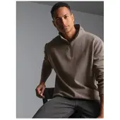 Trigema Sweatshirt "Troyer in Waffeloptik", Damen, Gr. L, taupe, Piqué, 100% Baumwolle, Basic, Sweatshirts Sweatshirt