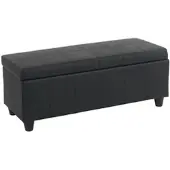 BERLINLODGE Aufbewahrungs-Truhe Lars | HxBxT 45x114x45cm | Kunstleder | Schwarz matt | Sitzbank Bank