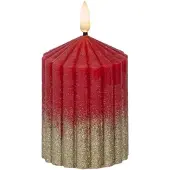 MARELIDA Liv Echtwachs gerillt mit Rillen 7x10cm Timer rot gold Weihnachten