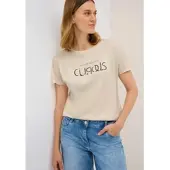 Cecil T-Shirt , Damen, Gr. XL (44), beige (light beige), Jersey, Obermaterial: 50% Baumwolle, 50% Modal, bedruckt, normal hüftbedeckend, U-Boot-Ausschnitt, Shirts T-Shirt, mit Wording