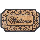 NYVI Fußmatte Kokos - 45x75 cm Rechteckig - Welcome Ornamente