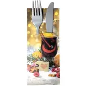 Ornamensa 30 Bestecktaschen mit Serviette Glühwein Weihnachten 20 cm