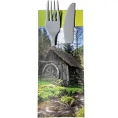 Ornamensa 30 Bestecktaschen mit Serviette Wasser-Mühle 20 cm