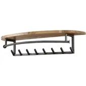 Feeling4Home Garderobe Ovrund aus massivem Akazienholz, Industrial Design, natur, mit Hutablage und 8 Haken