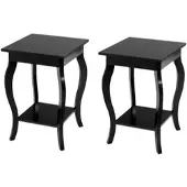 Costway 2er Set Nachttisch mit Ablage 40 x 40 x 60 cm Schwarz