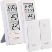 INFACTORY 2er-Set Digitale Temperaturstation, Innen-/Außenthermometer, Funkuhr