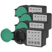 Revolt 4er-Set Outdoor-Steckdose mit Countdown-Timer, IP44, 3.680 Watt