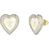 GUESS JUBE06065JWYGT/U Damen-Ohrringe Ohrstecker Herz Perlmutt Goldfarben