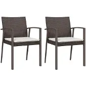 vidaXL Gartenstühle mit Kissen 2 Stk. Braun 56,5x57x83 cm Poly Rattan