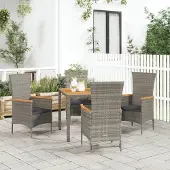 vidaXL 5-tlg. Garten-Essgruppe mit Kissen Grau Poly Rattan , Gartenstühle Design 2024