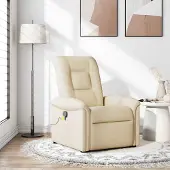 vidaXL Schlichtes Massagesessel Creme Stoff - Fernseh- & Relaxsessel DE1468882 1parcel