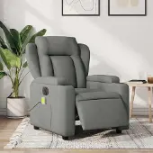 vidaXL Massagesessel Fernsehsesel Elektrisch Dunkelgrau Stoff 3204471