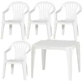 Progarden Kindermonoblock SET wei 4xStuhl Sedia Baby 1xTisch Tavolo