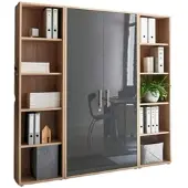 BMG Möbel Aktenschrank Office Edition Sw Set 3 hoch Eiche/Anthrazit