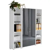 BMG Möbel Aktenschrank Office Edition Sw Set 3 hoch Weiß/Anthrazit