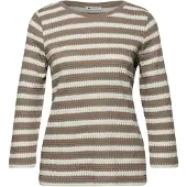 Street One Pullover in Taupe/ Weiß - 40