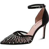 Tamaris Damen Pumps Stiletto spitze Form mit Fesselriemen und Strass 1-22415-46, Größe:40 EU, Farbe:Schwarz