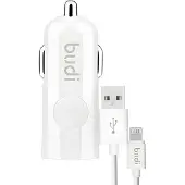 Budi , USB-Autoladegerät 12 W mit Lightning-Kabel 1,2 m, Weiß