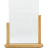 HorecaTraders Transparenter Plakathalter A4 – Acryl – Sockel aus lackiertem Teakholz – Beidseitig