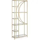 HELLIN Regal Elenor aus Metall und Glas, elegant, goldfarben, 5 Fächer, modernes Design