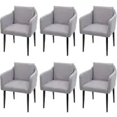 Mendler 6er-Set Esszimmerstuhl HWC-H93, Küchenstuhl Lehnstuhl Stuhl Stoff/Textil hellgrau