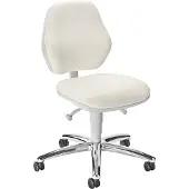 BIMOS Praxisdrehstuhl , mit Rollen, für Labore & hygienekritische Bereiche, höhenverstellbar, B 460 x T 440 x H 470-610 mm, Kunstleder, weiß