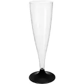 Monouso - Mehrweg Sektglas aus PS Fuß Schwarz 140ml 2-teilig (20 Stück)