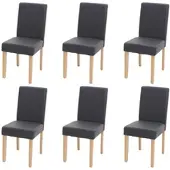 Mendler 6er-Set Esszimmerstuhl Stuhl Küchenstuhl Littau Kunstleder, grau matt, helle Beine