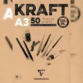 Clairefontaine 2x Block Kraftpapier, geleimt, 100 Blatt A3 120g - 975816C