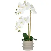 Creativ Green künstliche Pflanze Phalaenopsis im Keramiktopf, 60cm, weiß, Real Touch
