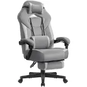 Songmics Gaming-Stuhl mit Fußstütze und verstellbarem Kopfkissen Schiefergrau-Taubengrau OBG077G02