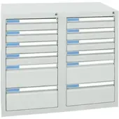 Stumpf Schubladenschrank Serie ESTA, 12 Schubladen lichtgrau (8x100, 4x200mm)