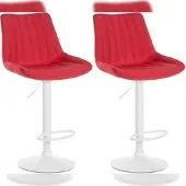 CLP 2er Set Barhocker Toni Stoff weiß rot