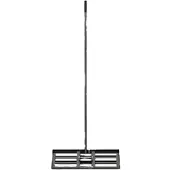 Costway Rasen Nivellierrechen Metall, Rasenrechen mit ergonomischem Griff, 75cmx25cm, Schwarz